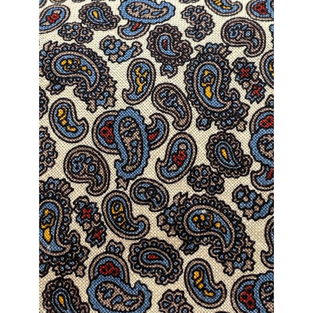 Rooster Ruffler Collection Mens' Tie Paisley Cream, Red, Gold Blue Classic - Picture 3 of 5